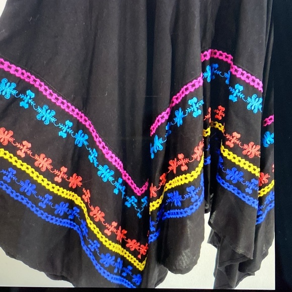 Axel Hazel Black Embroidered Hi-lo Boho Skirt M - Picture 5 of 6